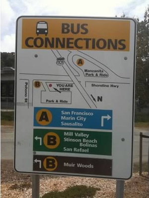A great sign at the Pohono St. bus stop that shows how the parking lot and bus stop are laid out.