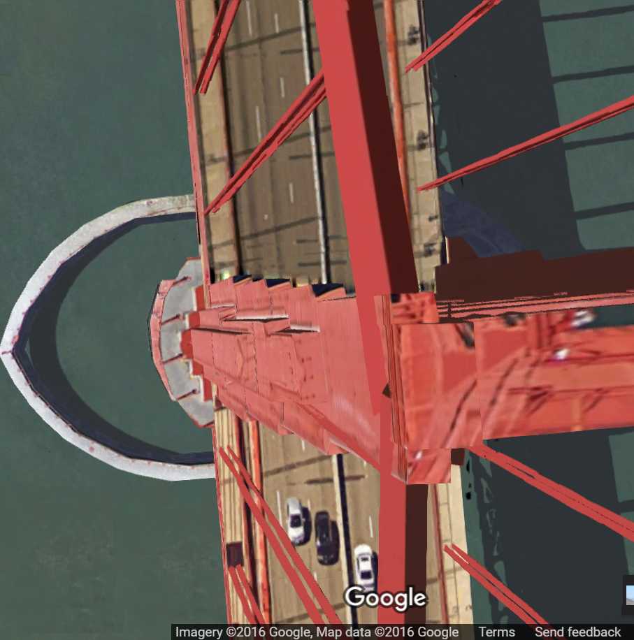 Google maps satellite image from walk across the Golden Gate Bridge