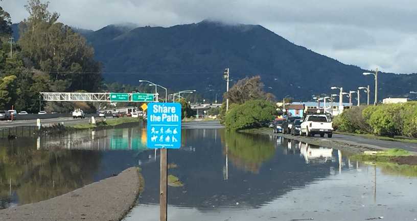 Mill-Valley - Sausalito Multi-Use Path flooded at King Tide